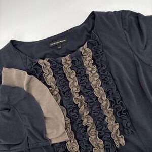 CHRISMcLaughlin Womens 20W Black Boho Ruffle Trim Bell Sleeve‎ A Line Midi Dress